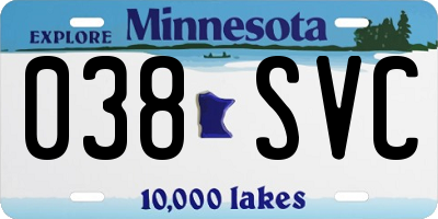 MN license plate 038SVC