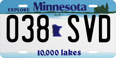 MN license plate 038SVD