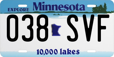 MN license plate 038SVF