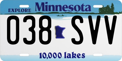 MN license plate 038SVV