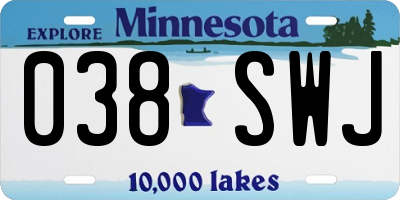 MN license plate 038SWJ