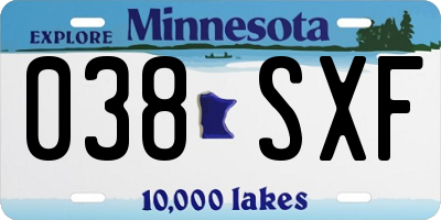 MN license plate 038SXF