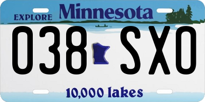 MN license plate 038SXO