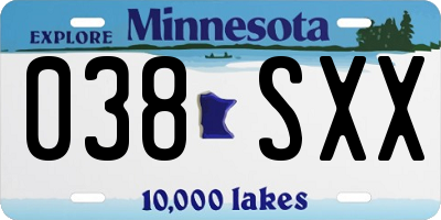 MN license plate 038SXX