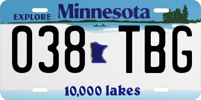 MN license plate 038TBG