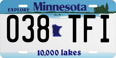 MN license plate 038TFI