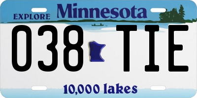 MN license plate 038TIE