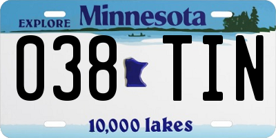 MN license plate 038TIN