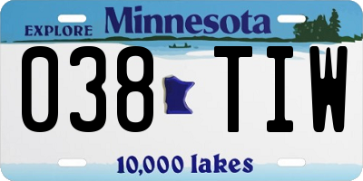 MN license plate 038TIW