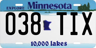 MN license plate 038TIX