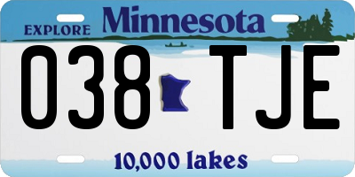 MN license plate 038TJE