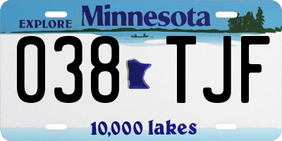 MN license plate 038TJF