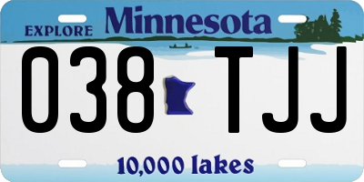 MN license plate 038TJJ