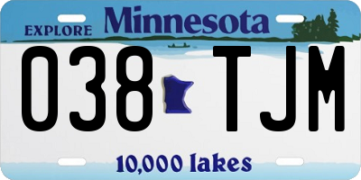 MN license plate 038TJM