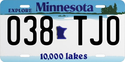 MN license plate 038TJO