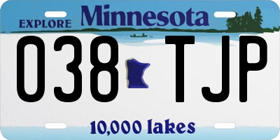 MN license plate 038TJP