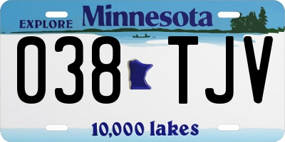 MN license plate 038TJV