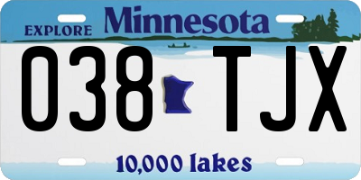 MN license plate 038TJX