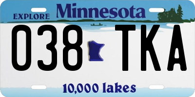 MN license plate 038TKA