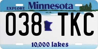MN license plate 038TKC