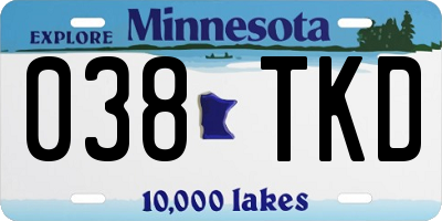 MN license plate 038TKD