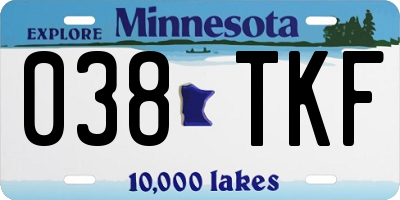 MN license plate 038TKF