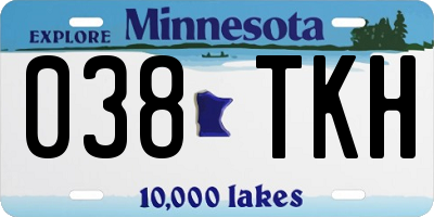 MN license plate 038TKH
