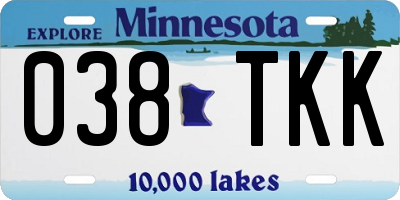 MN license plate 038TKK