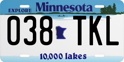 MN license plate 038TKL
