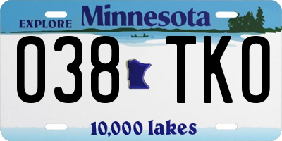 MN license plate 038TKO