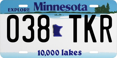 MN license plate 038TKR