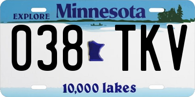 MN license plate 038TKV