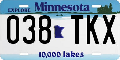 MN license plate 038TKX