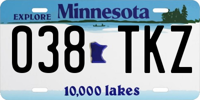 MN license plate 038TKZ