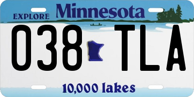 MN license plate 038TLA
