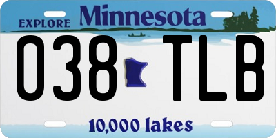 MN license plate 038TLB