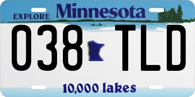 MN license plate 038TLD