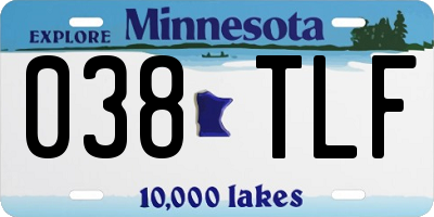 MN license plate 038TLF