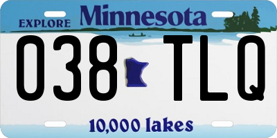 MN license plate 038TLQ