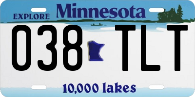 MN license plate 038TLT