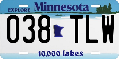 MN license plate 038TLW