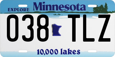 MN license plate 038TLZ