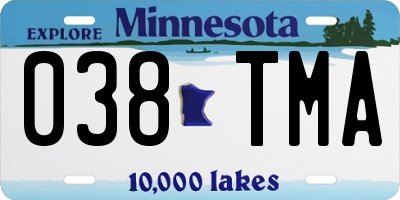 MN license plate 038TMA