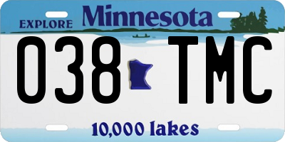 MN license plate 038TMC