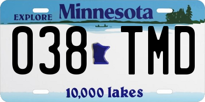 MN license plate 038TMD