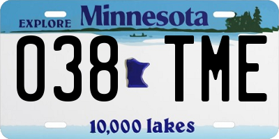 MN license plate 038TME