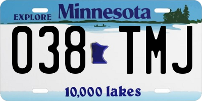MN license plate 038TMJ