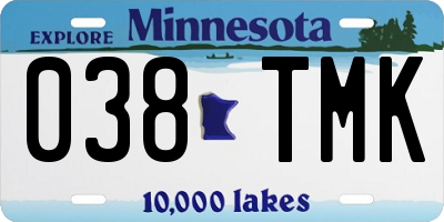 MN license plate 038TMK