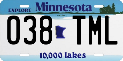 MN license plate 038TML