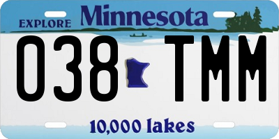 MN license plate 038TMM